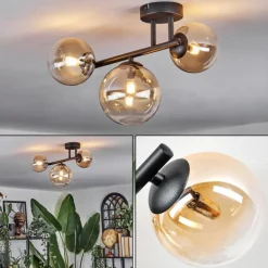 Chehalis Plafonnier, Boule lumineuse Ambre, Clair, 3 lumières