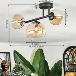 Chehalis Plafonnier, Boule lumineuse Ambre, Clair, 3 lumières
