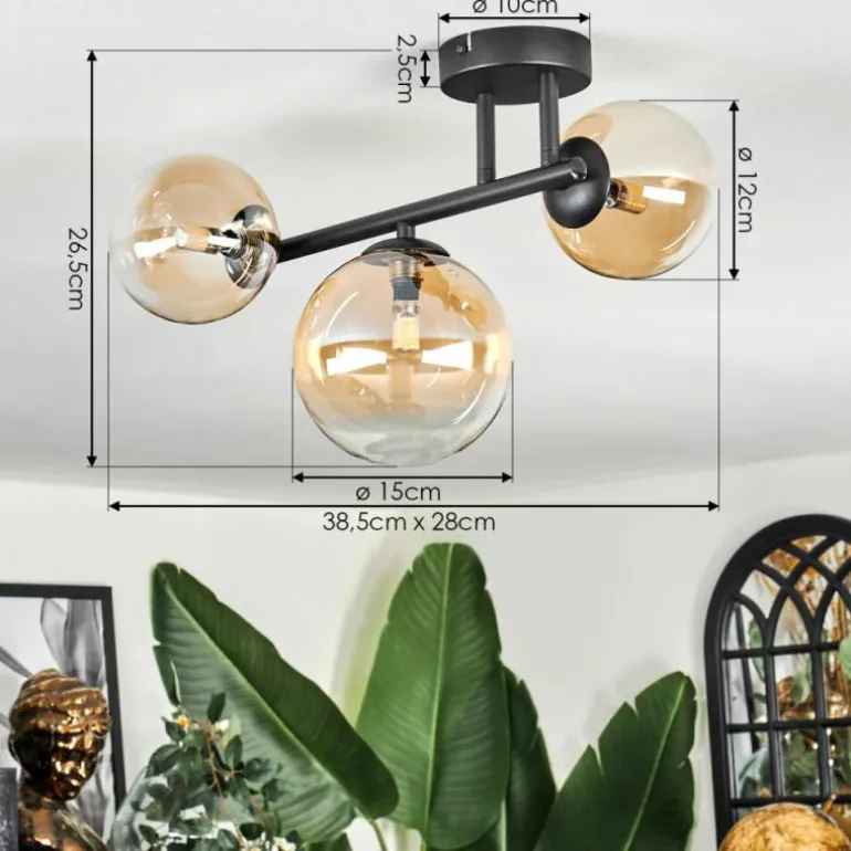 Chehalis Plafonnier, Boule lumineuse Ambre, Clair, 3 lumières