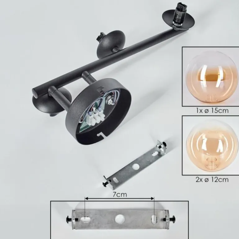 Chehalis Plafonnier, Boule lumineuse Ambre, Clair, 3 lumières