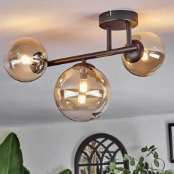 Chehalis Plafonnier, Boule lumineuse Ambre, Clair, 3 lumières