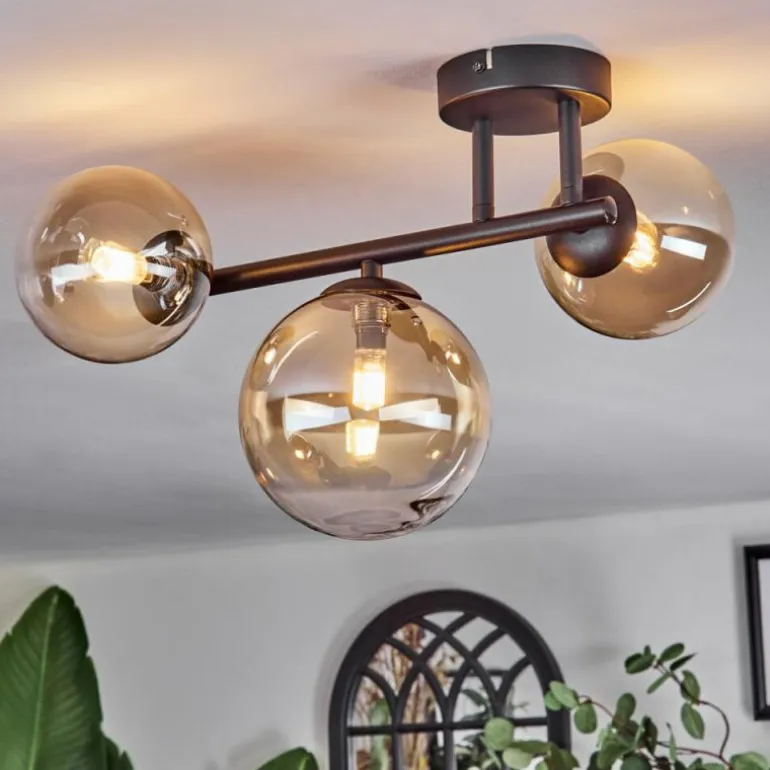 Chehalis Plafonnier, Boule lumineuse Ambre, Clair, 3 lumières