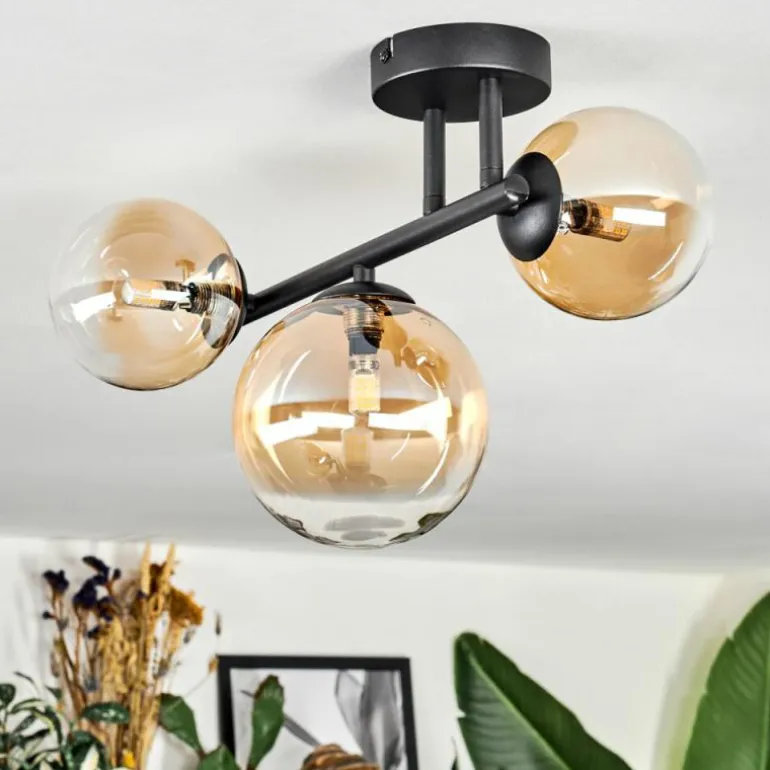 Chehalis Plafonnier, Boule lumineuse Ambre, Clair, 3 lumières