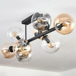 Chehalis Plafonnier, Boule lumineuse Ambre, Clair, Fumé, 8 lumières