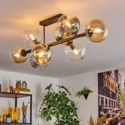Chehalis Plafonnier, Boule lumineuse Ambre, Clair, Fumé, 8 lumières