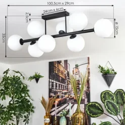 Chehalis Plafonnier, Boule lumineuse Blanc, 8 lumières