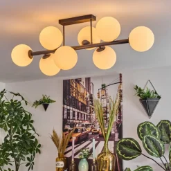 Chehalis Plafonnier, Boule lumineuse Blanc, 8 lumières