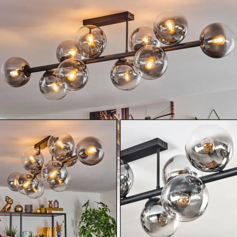 Chehalis Plafonnier, Boule lumineuse Clair, Fumé, 10 lumières