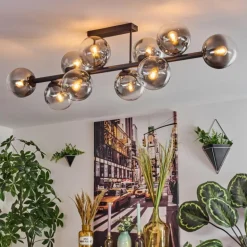 Chehalis Plafonnier, Boule lumineuse Clair, Fumé, 10 lumières