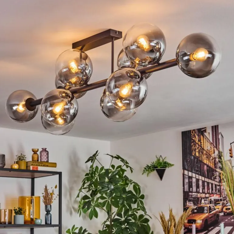 Chehalis Plafonnier, Boule lumineuse Clair, Fumé, 10 lumières