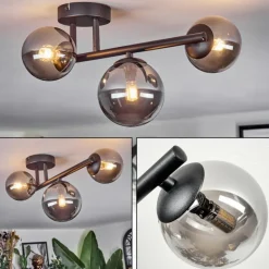 Chehalis Plafonnier, Boule lumineuse Fumé, 3 lumières