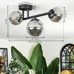 Chehalis Plafonnier, Boule lumineuse Fumé, 3 lumières