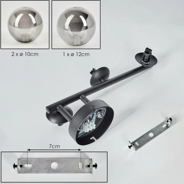 Chehalis Plafonnier, Boule lumineuse Fumé, 3 lumières