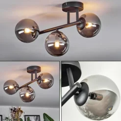 Chehalis Plafonnier, Boule lumineuse Fumé, 3 lumières