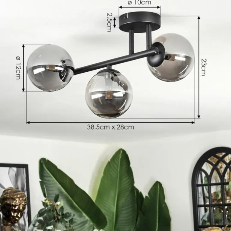 Chehalis Plafonnier, Boule lumineuse Fumé, 3 lumières