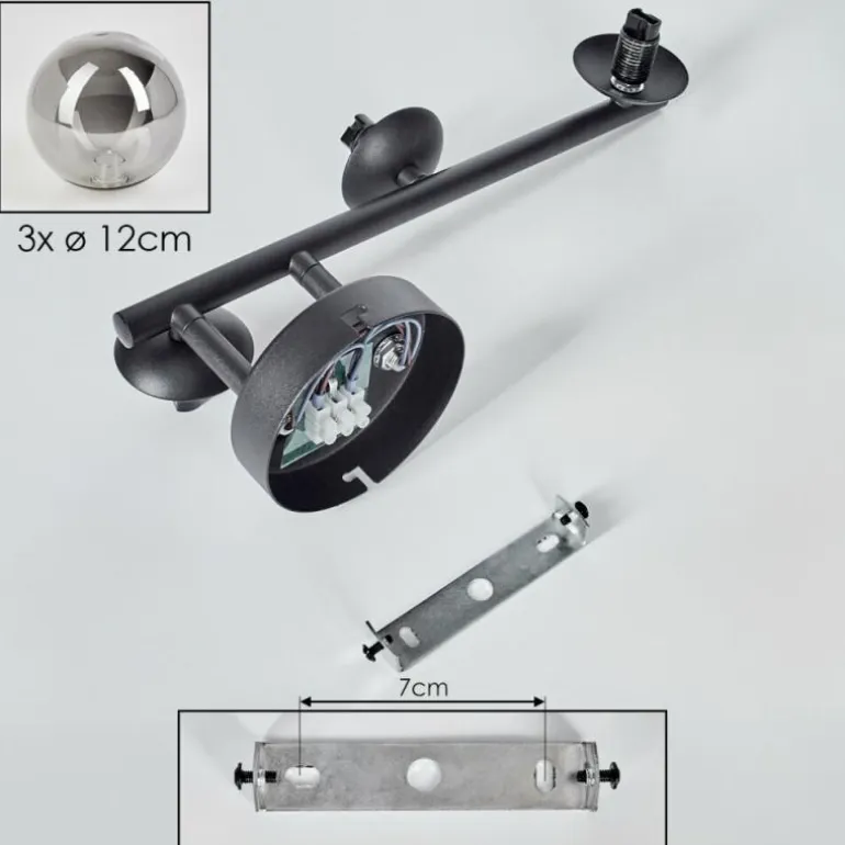 Chehalis Plafonnier, Boule lumineuse Fumé, 3 lumières