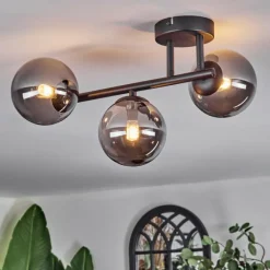 Chehalis Plafonnier, Boule lumineuse Fumé, 3 lumières