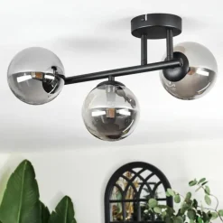 Chehalis Plafonnier, Boule lumineuse Fumé, 3 lumières