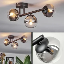 Chehalis Plafonnier, Boule lumineuse Clair, Fumé, 3 lumières