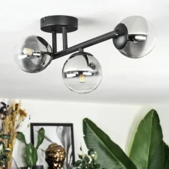 Chehalis Plafonnier, Boule lumineuse Clair, Fumé, 3 lumières