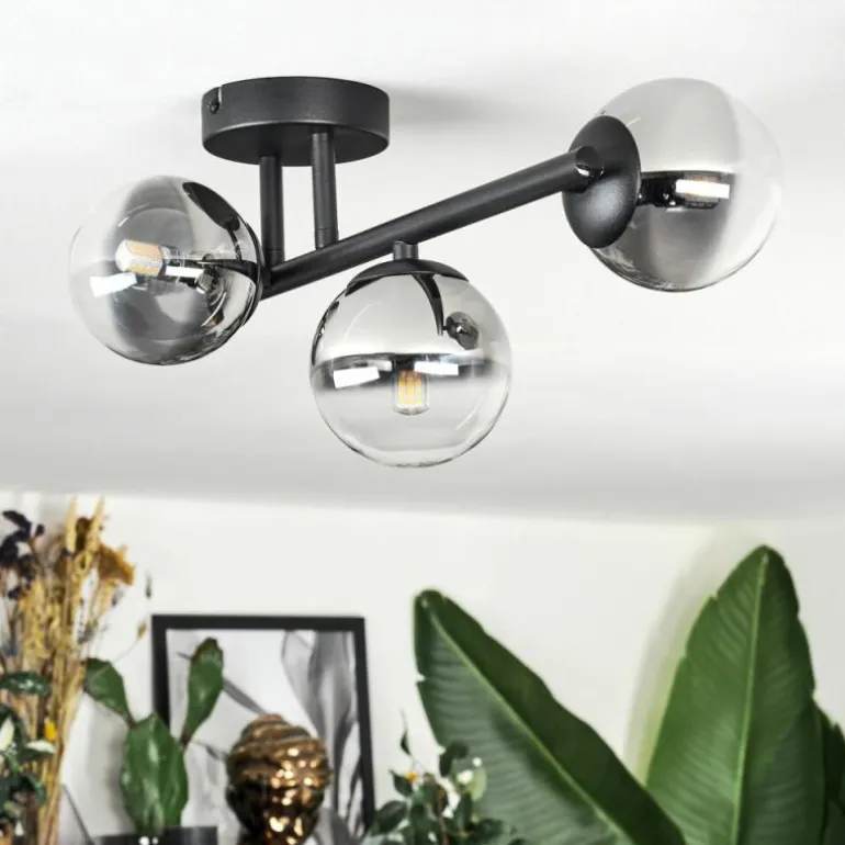 Chehalis Plafonnier, Boule lumineuse Clair, Fumé, 3 lumières
