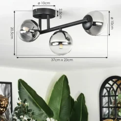 Chehalis Plafonnier, Boule lumineuse Clair, Fumé, 3 lumières