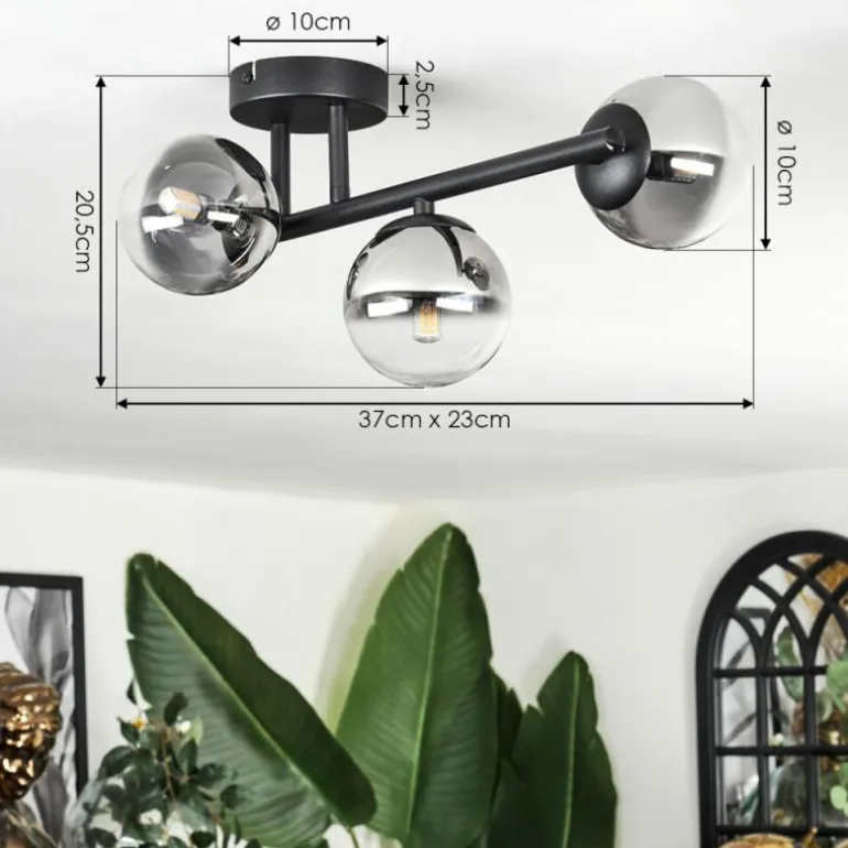 Chehalis Plafonnier, Boule lumineuse Clair, Fumé, 3 lumières