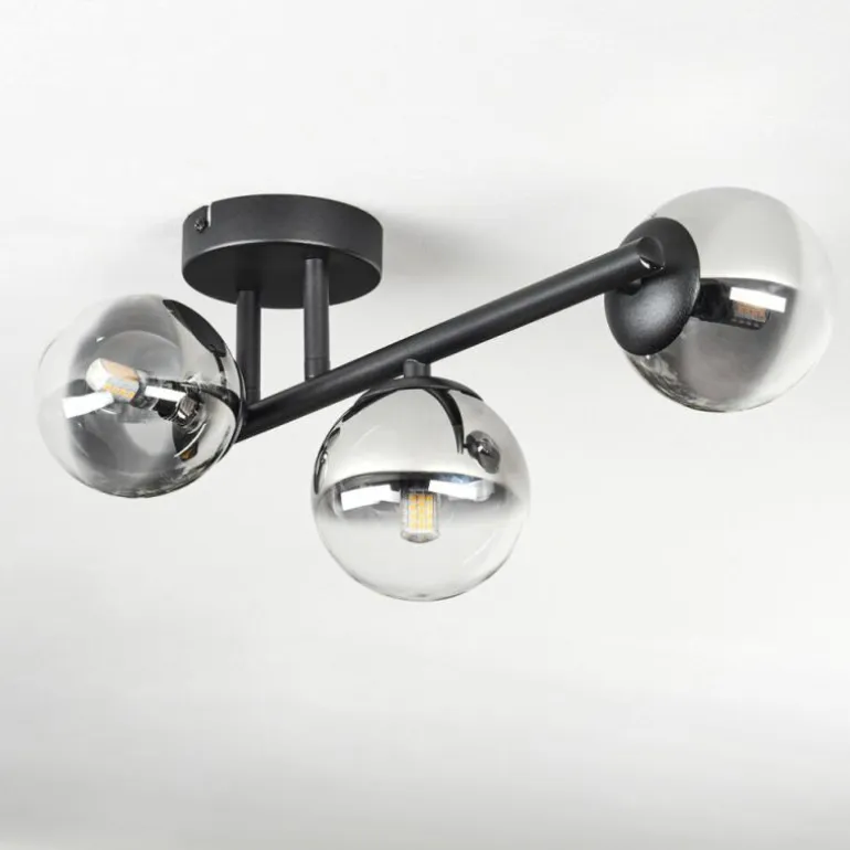 Chehalis Plafonnier, Boule lumineuse Clair, Fumé, 3 lumières