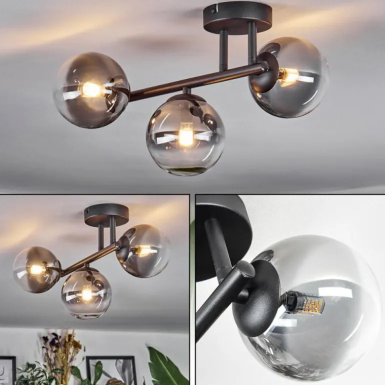 Chehalis Plafonnier, Boule lumineuse Clair, Fumé, 3 lumières