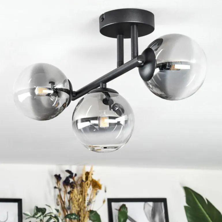Chehalis Plafonnier, Boule lumineuse Clair, Fumé, 3 lumières