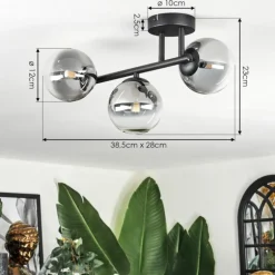 Chehalis Plafonnier, Boule lumineuse Clair, Fumé, 3 lumières