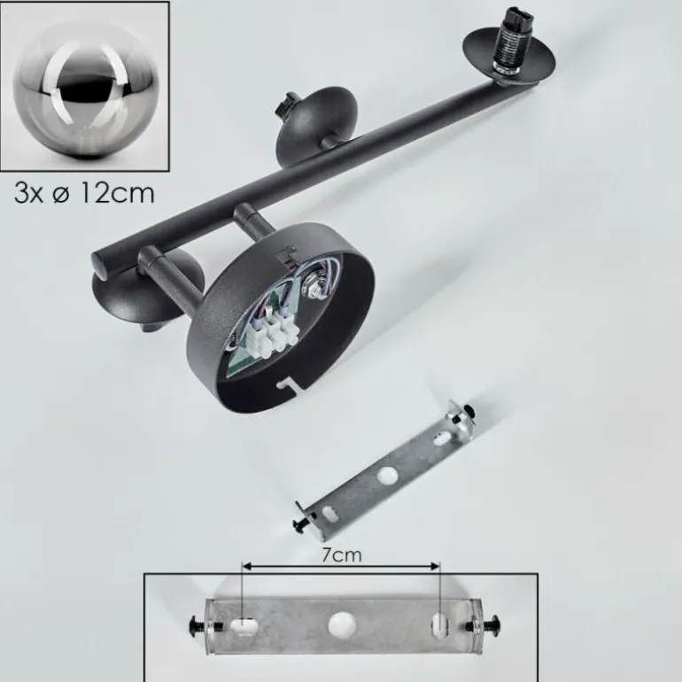 Chehalis Plafonnier, Boule lumineuse Clair, Fumé, 3 lumières