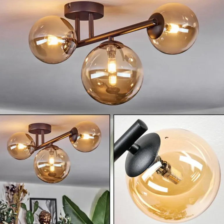 Chehalis Plafonnier, Boule lumineuse Ambre, 3 lumières