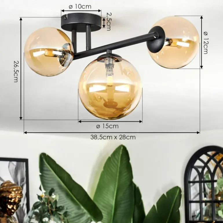Chehalis Plafonnier, Boule lumineuse Ambre, 3 lumières