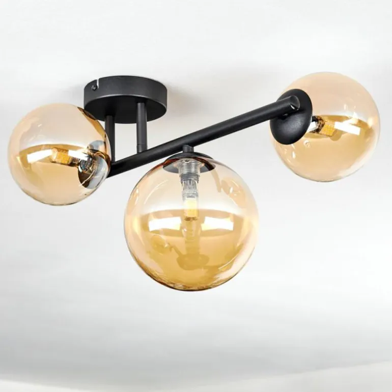 Chehalis Plafonnier, Boule lumineuse Ambre, 3 lumières