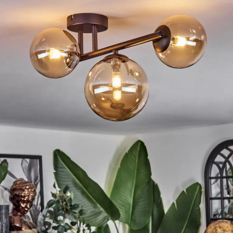 Chehalis Plafonnier, Boule lumineuse Ambre, 3 lumières