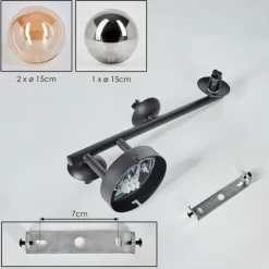 Chehalis Plafonnier, Boule lumineuse Ambre, Fumé, 3 lumières