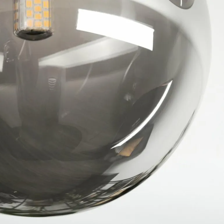 Chehalis Plafonnier, Boule lumineuse Ambre, Fumé, 3 lumières