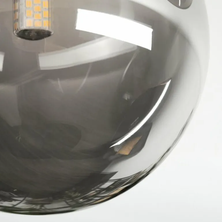 Chehalis Plafonnier, Boule lumineuse Ambre, Fumé, 3 lumières