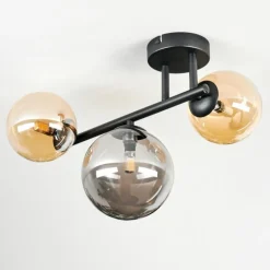 Chehalis Plafonnier, Boule lumineuse Ambre, Fumé, 3 lumières
