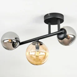 Chehalis Plafonnier, Boule lumineuse Ambre, Fumé, 3 lumières
