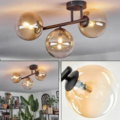 Chehalis Plafonnier, Boule lumineuse Ambre, Clair, 3 lumières