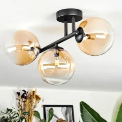 Chehalis Plafonnier, Boule lumineuse Ambre, Clair, 3 lumières