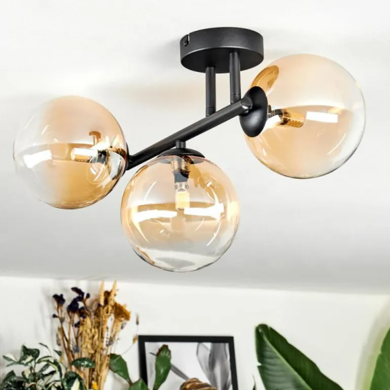 Chehalis Plafonnier, Boule lumineuse Ambre, Clair, 3 lumières