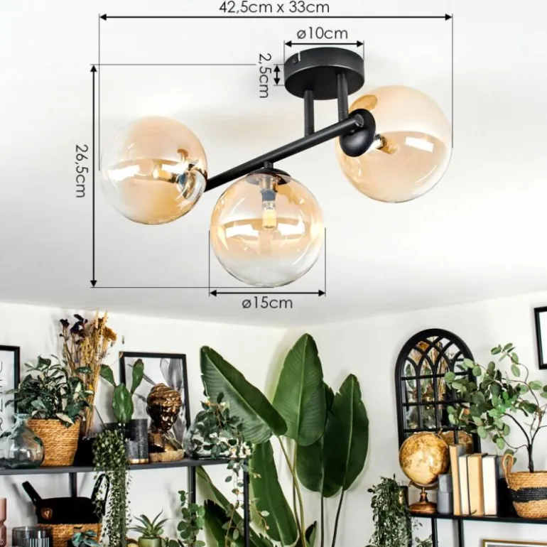 Chehalis Plafonnier, Boule lumineuse Ambre, Clair, 3 lumières