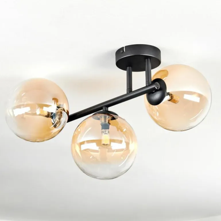 Chehalis Plafonnier, Boule lumineuse Ambre, Clair, 3 lumières