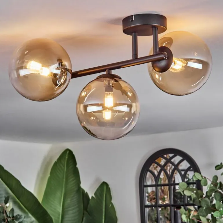 Chehalis Plafonnier, Boule lumineuse Ambre, Clair, 3 lumières