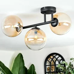 Chehalis Plafonnier, Boule lumineuse Ambre, Clair, 3 lumières