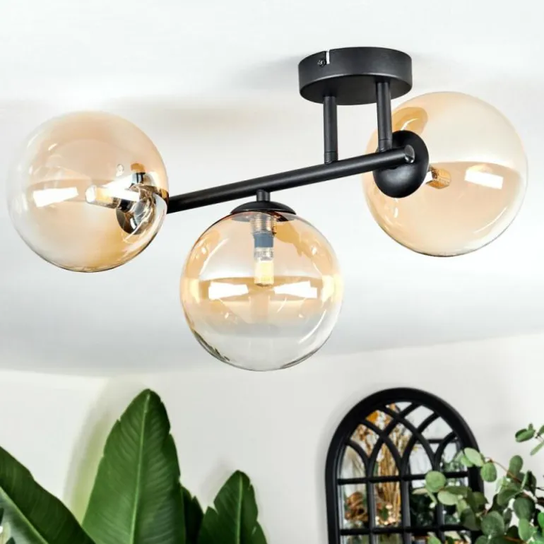 Chehalis Plafonnier, Boule lumineuse Ambre, Clair, 3 lumières