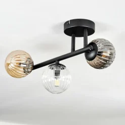 Chehalis Plafonnier, Boule lumineuse Ambre, Clair, Fumé, 3 lumières